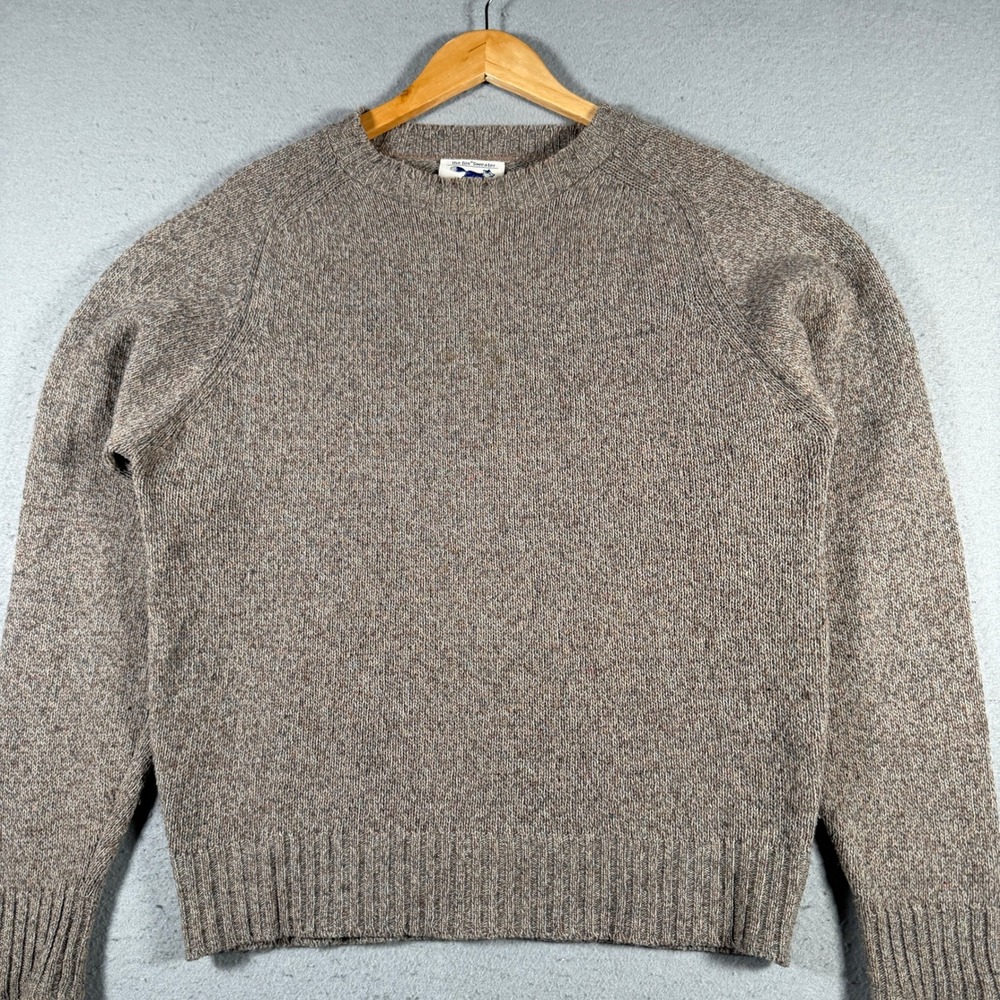 Vintage JCPenney The Fox Sweater Mens Medium Brown Wool Blend Crew Neck USA Made